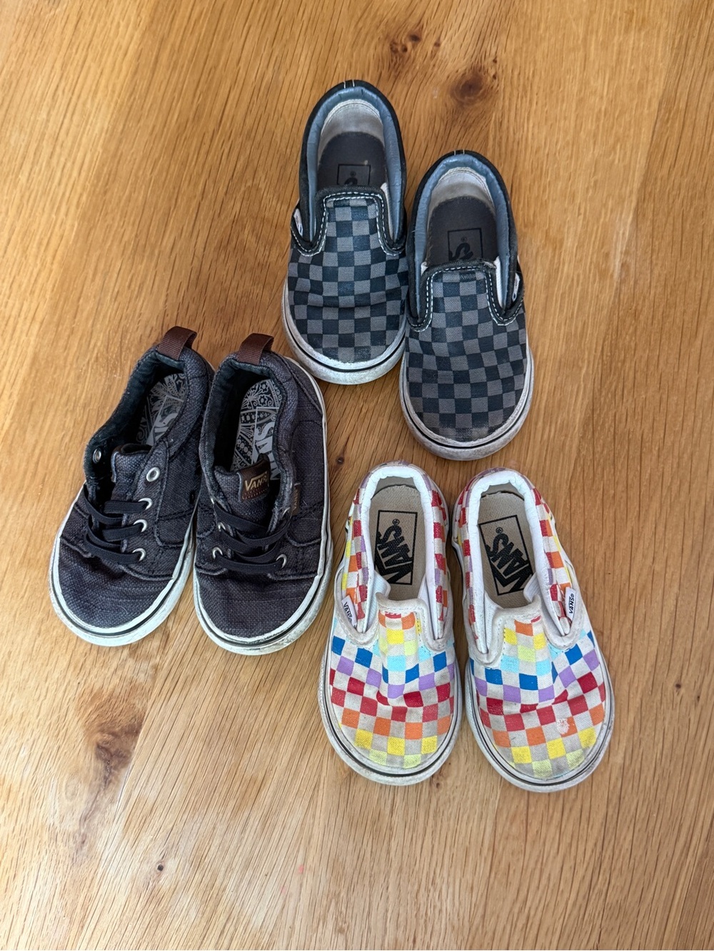Vans Kids Checkerboard Slip-On and Lace Sneakers Set - Black & Multicolor